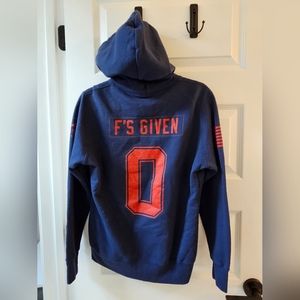 Grunt style women's hoodie, Zero F's Given,  Patriot - navy blue